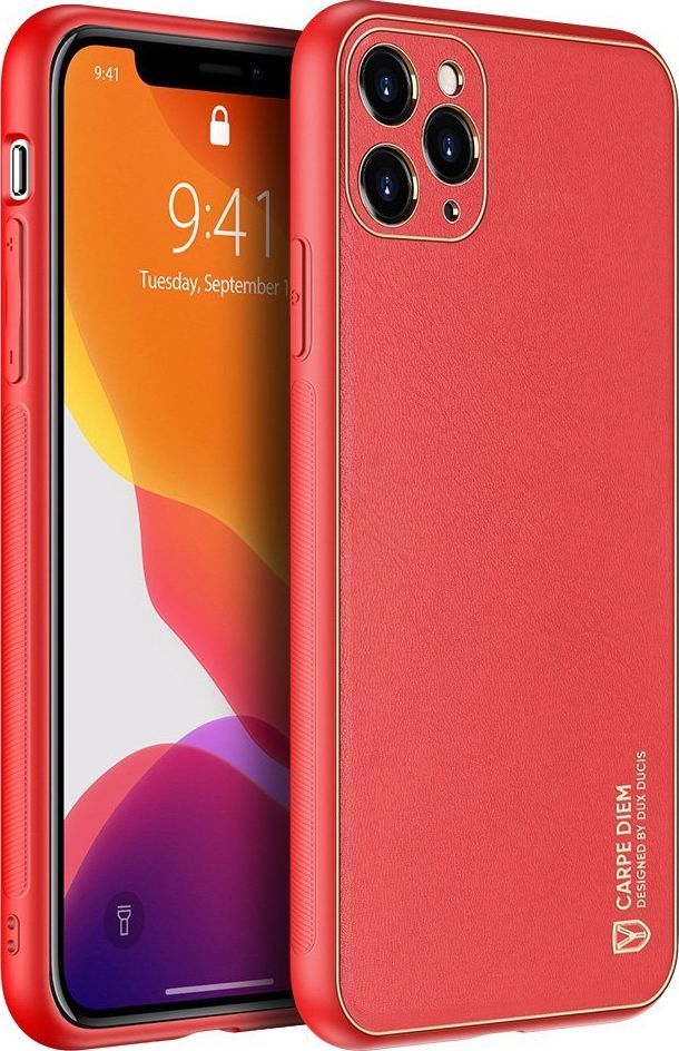 Dux Ducis Dux Ducis Yolo eleganckie etui pokrowiec ze skóry ekologicznej iPhone 12 Pro Max czerwony 1