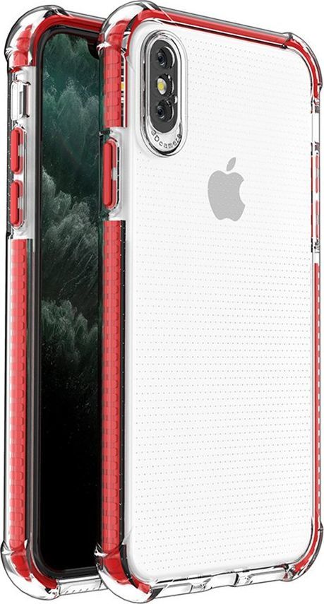 Hurtel Spring Armor żelowy elastyczny pancerny pokrowiec z kolorową ramką do iPhone SE 2020 / iPhone 8 / iPhone 7 czerwony 1