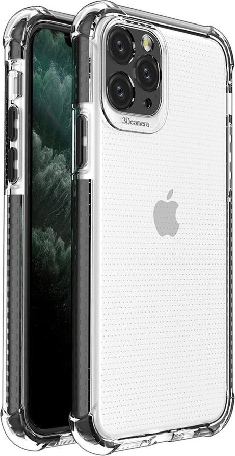 Hurtel Spring Armor żelowy elastyczny pancerny pokrowiec z kolorową ramką do iPhone 11 Pro czarny 1