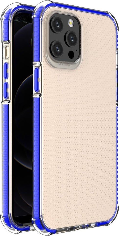 Hurtel Spring Armor żelowy elastyczny pancerny pokrowiec z kolorową ramką do iPhone 12 Pro Max niebieski 1