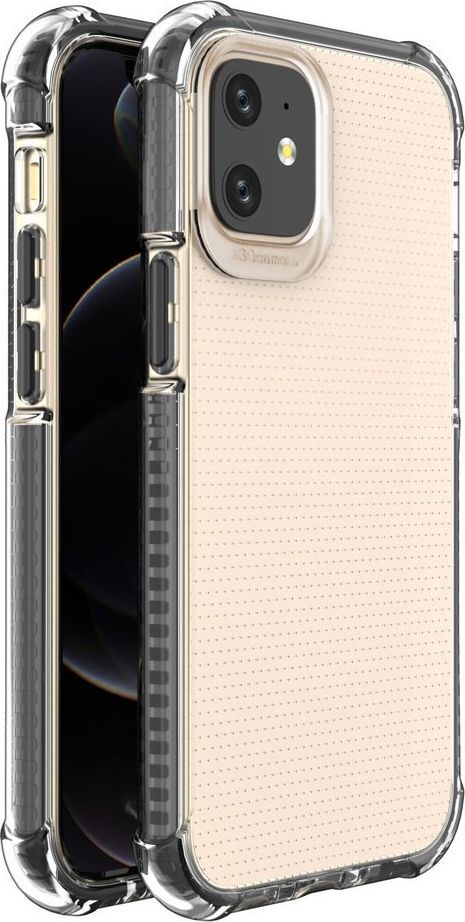 Hurtel Spring Armor żelowy elastyczny pancerny pokrowiec z kolorową ramką do iPhone 12 mini czarny 1
