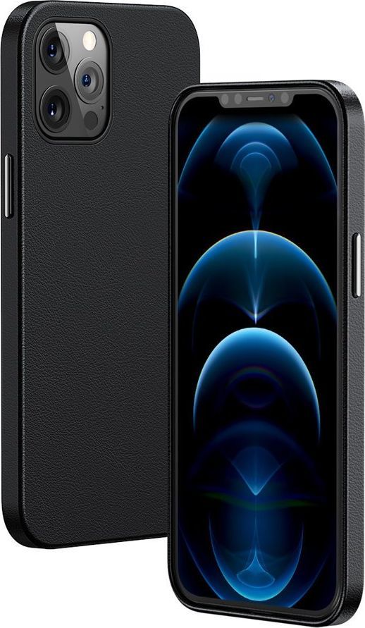 Baseus Baseus Magnetic Leather Case etui ze skóry ekologicznej z magnetycznym uchwytem iPhone 12 Pro Max czarny (kompatybilny z MagSafe) 1