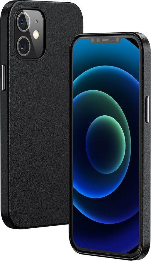 Baseus Baseus Magnetic Leather Case etui ze skóry ekologicznej z magnetycznym uchwytem iPhone 12 mini czarny (kompatybilny z MagSafe) 1