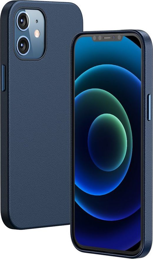 Baseus Baseus Magnetic Leather Case etui ze skóry ekologicznej z magnetycznym uchwytem iPhone 12 mini niebieski (kompatybilny z MagSafe) 1