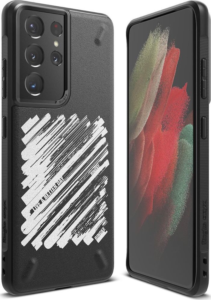 Ringke Ringke Onyx Design wytrzymałe etui pokrowiec Samsung Galaxy S21 Ultra 5G czarny (Paint) (OXAP0057) 1
