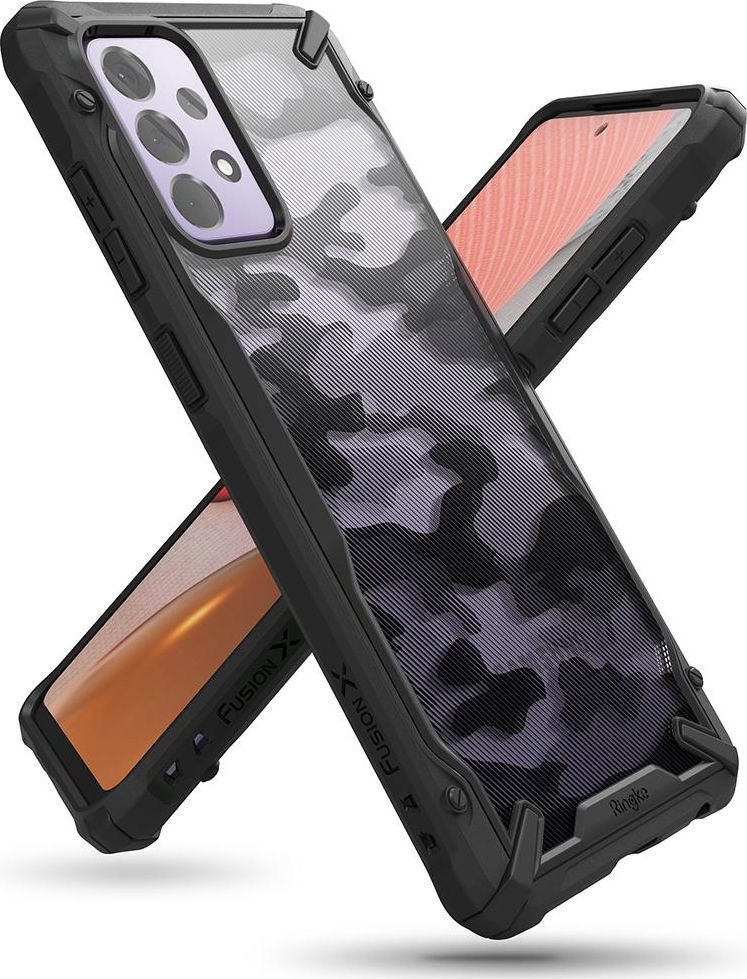Ringke Ringke Fusion X Design etui pancerny pokrowiec z ramką Samsung Galaxy A72 5G czarny Camo Black (XDSG0048) 1