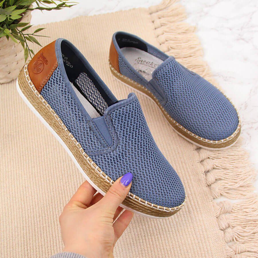 Rieker Espadryle damskie ażurowe niebieskie Rieker L7873 41 1