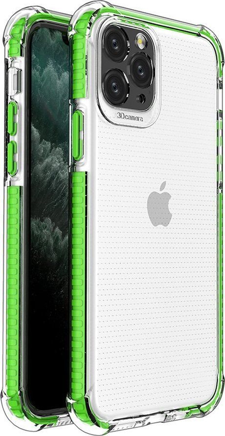  Hurtel Spring Armor żelowy elastyczny pancerny pokrowiec z kolorową ramką do iPhone 11 Pro Max zielony 1