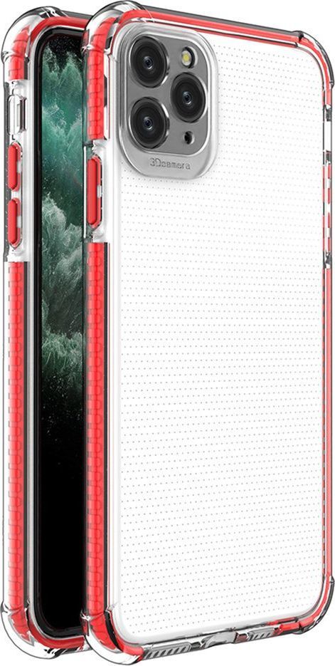  Hurtel Spring Armor żelowy elastyczny pancerny pokrowiec z kolorową ramką do iPhone 11 Pro Max czerwony 1
