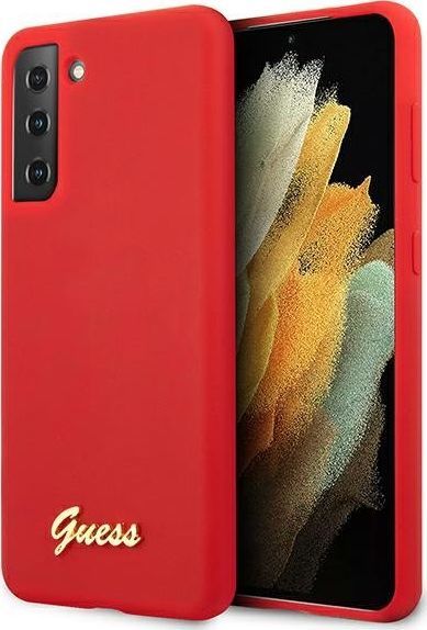 Guess Guess GUHCS21SLSLMGRE S21 G991 czerwony/red hardcase Silicone Script Metal Logo 1
