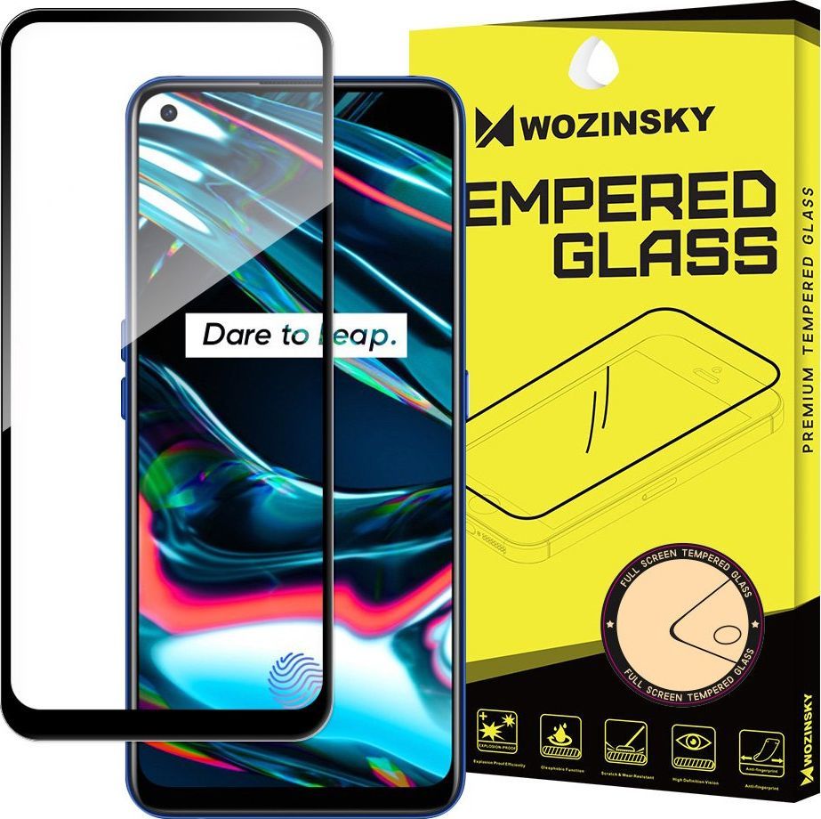 Wozinsky Wozinsky super wytrzymałe szkło hartowane Full Glue na cały ekran z ramką Case Friendly Realme 7 Pro czarny 1