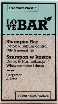 Love Bar  Szampon w kostce do włosów normalnych i tłustych Bergamotka Limonka 2x30g 1