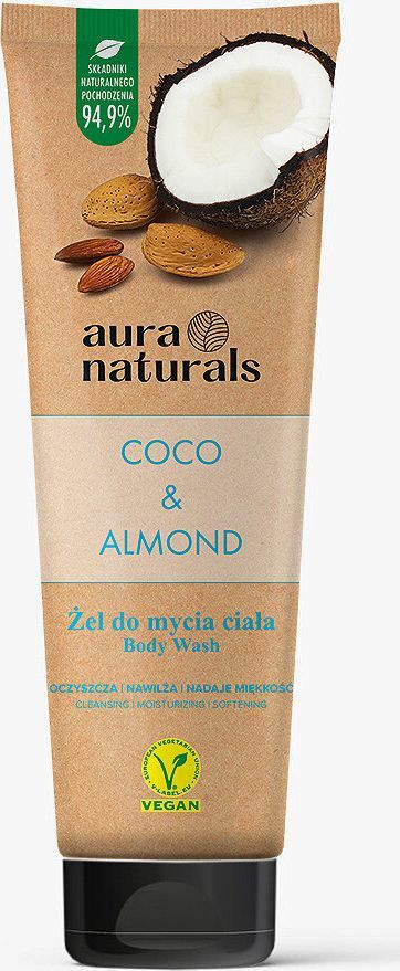 AURA AURA NATURALS_Coco Almond żel do mycia ciała oczyszcza, nawiilża, nadaje miękkość 250ml 1