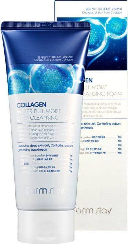 Farmstay Collagen Water Full Moist Deep Cleansing Foam kolagenowa pianka glęboko oczyszczająca do twarzy 180ml 1