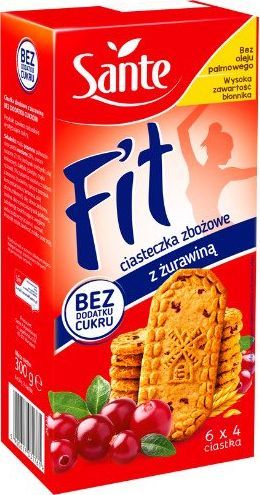 Sante Ciasteczka zbożowe z żurawiną -bez cukru- 300 g - Fit Sante 1
