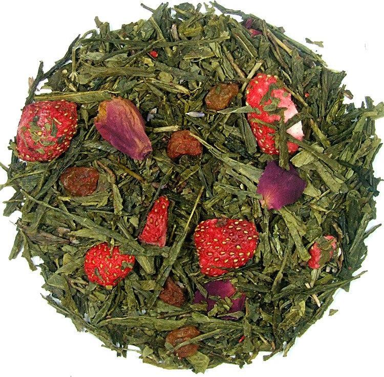 GREEN ESSENCE Herbata zielona Sencha - Truskawki w Szampanie 50 g - aromatyczna 1