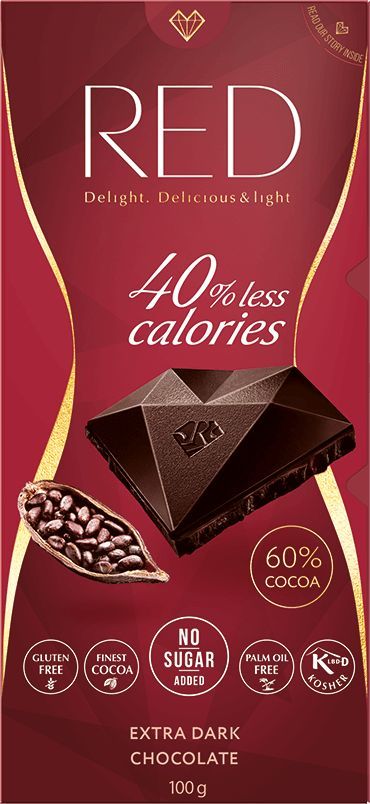 CHOCOLETTE CONFECTIONARY Czekolada gorzka 60% kakao Bez Cukru 100 g - RED Chocolette 1