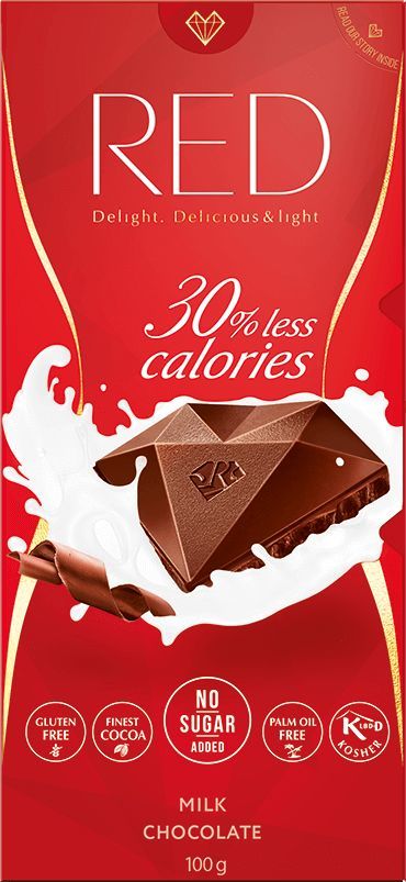 CHOCOLETTE CONFECTIONARY Czekolada mleczna 30% mniej kalorii Bez Cukru 100 g - RED Chocolette 1
