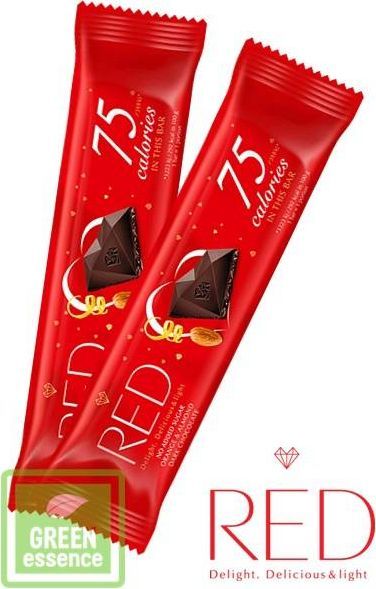 CHOCOLETTE CONFECTIONARY Czekolada ciemna Batonik Pomarańcza Migdał - Bez Cukru 26 g - RED Chocolette 1