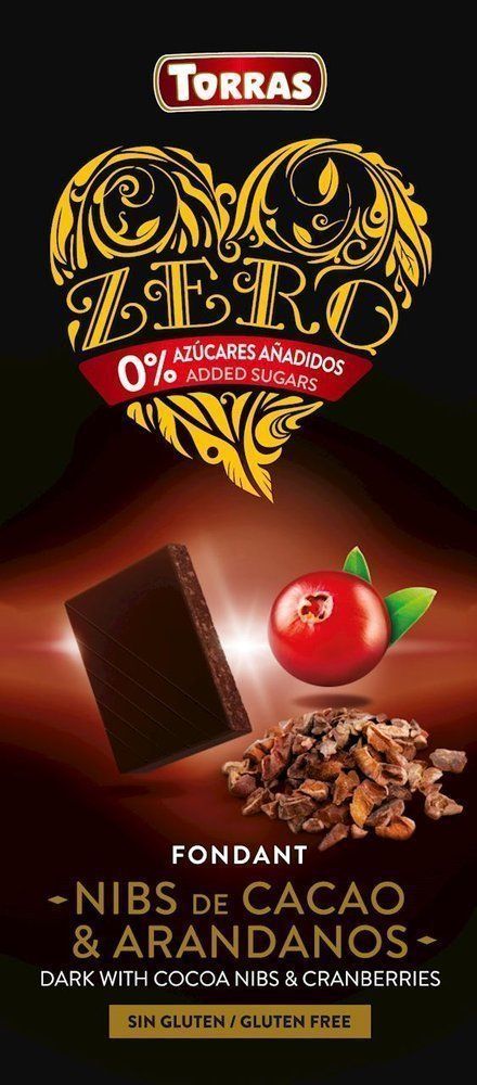 Torras Czekolada gorzka z ziarnami kakao i żurawiną Bez Cukru 125 g - Torras 1