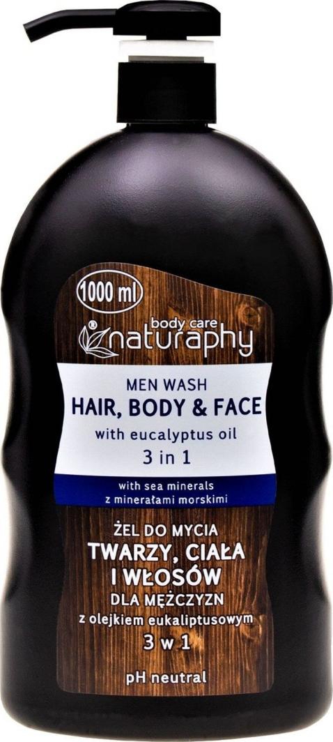  BluxCosmetics Żel do mycia twarzy, ciała i włosów dla mężczyzn z olejkiem eukaliptusowym 3w1 1L 1