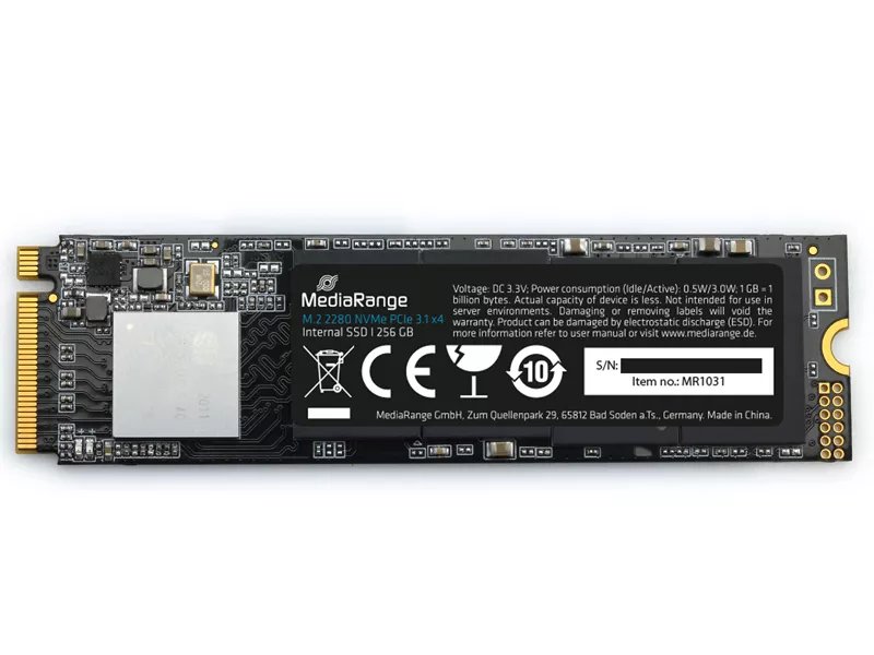 Dysk SSD MediaRange 256GB M.2 2280 PCI-E x4 Gen3.1 NVMe (MR1031) 1