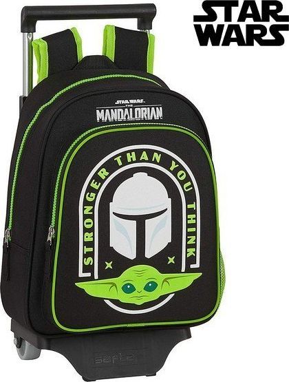 The mandalorian Torba szkolna z kółkami 705 The Mandalorian Czarny Kolor Zielony 1