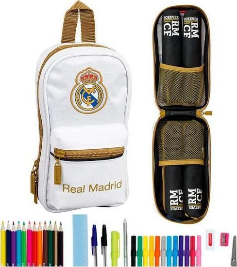 Piórnik Real Madrid Piórnik w kształcie Plecaka Real Madrid C.F. 19/20 Biały Czarny (33 Części) 1