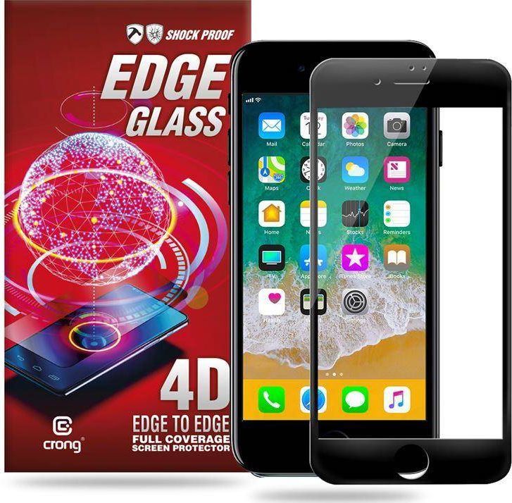 Crong Crong Edge Glass 4D Full Glue - Szkło hartowane na cały ekran iPhone 8 / 7 (czarna ramka) 1