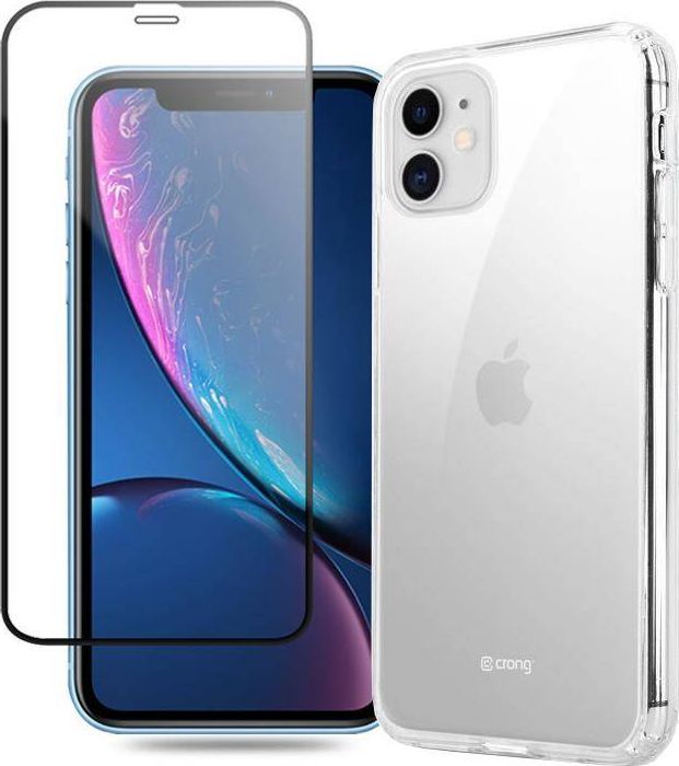 Crong Crong Crystal Shield Cover - Zestaw etui iPhone 11 (przezroczysty) + szkło hybrydowe 9H 1