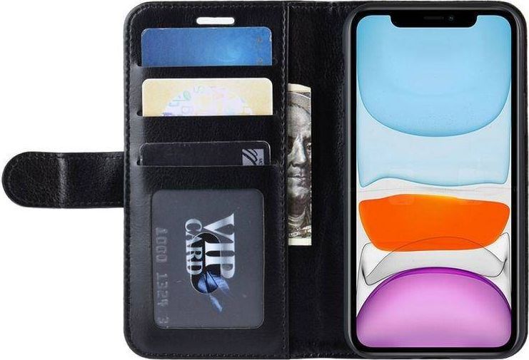 Crong Crong Booklet Wallet - Etui iPhone 11 Pro Max z kieszeniami + funkcja podstawki (czarny) 1