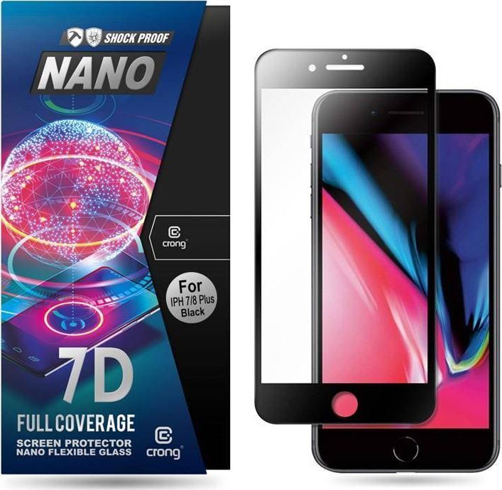 Crong Crong 7D Nano Flexible Glass - Szkło hybrydowe 9H na cały ekran iPhone 8 Plus / 7 Plus (Black) 1