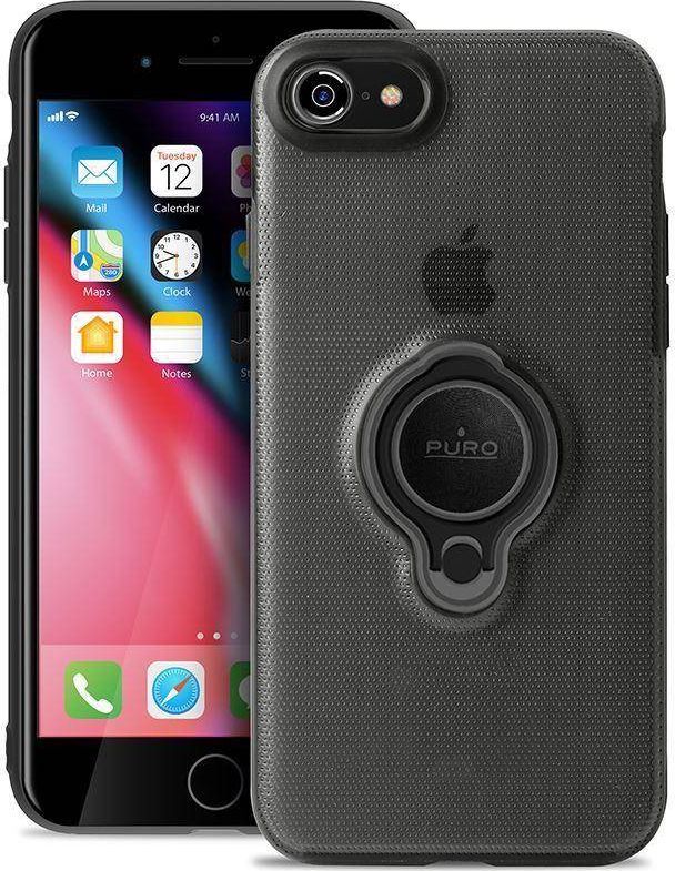 Puro PURO Magnet Ring Cover - Etui iPhone SE 2020 / 8 / 7 z magnetycznym uchwytem na palec (czarny) 1