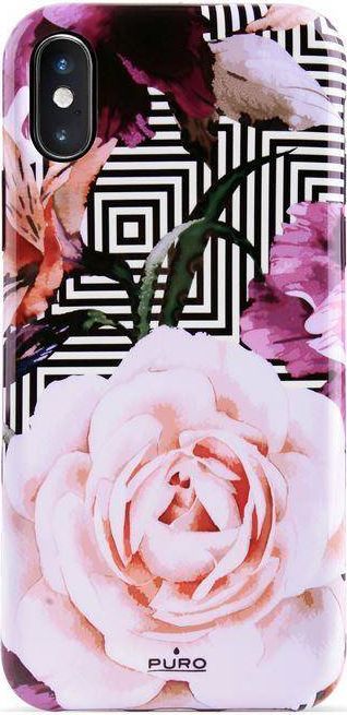 Puro PURO Glam Geo Flowers - Etui iPhone Xs / X (Pink Peonies) 1