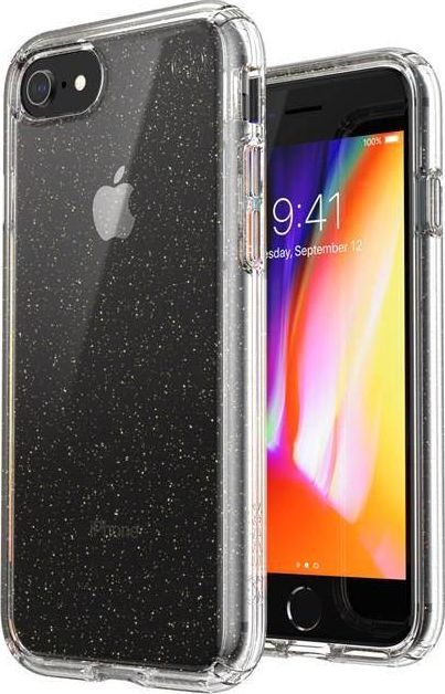 Speck Speck Presidio Perfect-Clear with Glitter - Etui iPhone SE 2020 / 8 / 7 z powłoką MICROBAN (Gold Glitter/Clear) 1