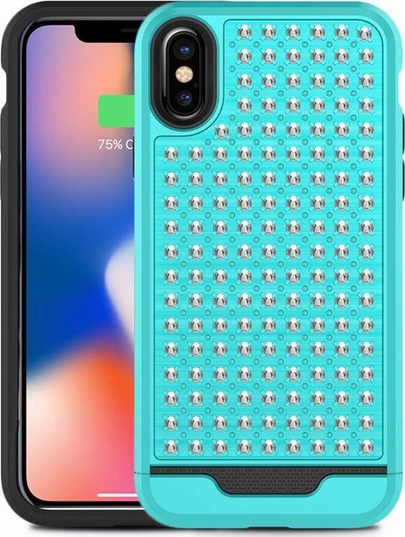 Zizo Zizo Star Diamond Hybrid Cover - Etui iPhone X (Teal/Black) 1