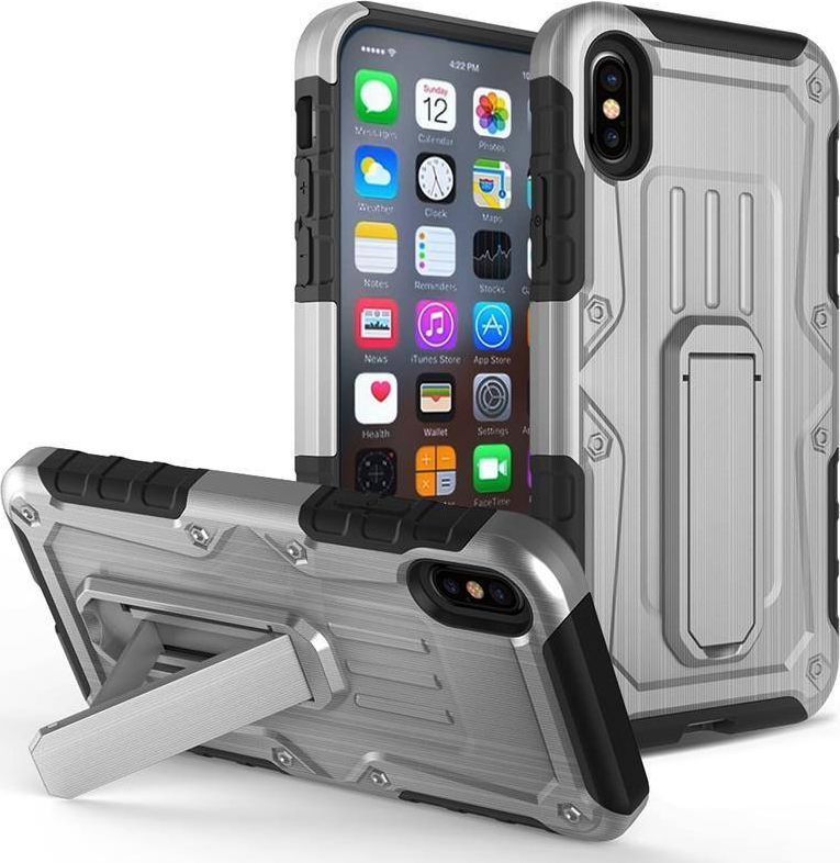 Zizo Zizo Heavy Duty Armor Case - Pancerne etui iPhone X z podstawką + uchwyt do paska (Gray/Black) 1