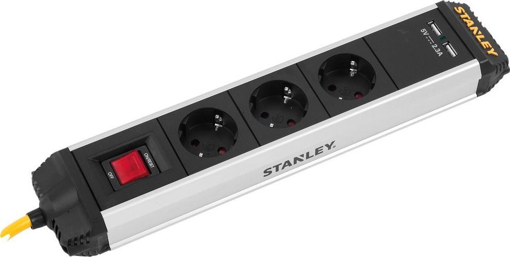 Listwa zasilająca Stanley przeciwprzepięciowa 3 gniazd 2 m biało-czarna 1