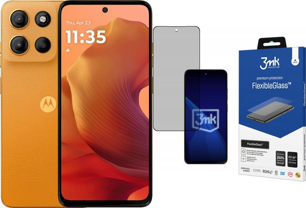 Smartfon Motorola Moto G15 8/128GB Pomarańczowy  (PB6E0015PL) + FlexibleGlass 1
