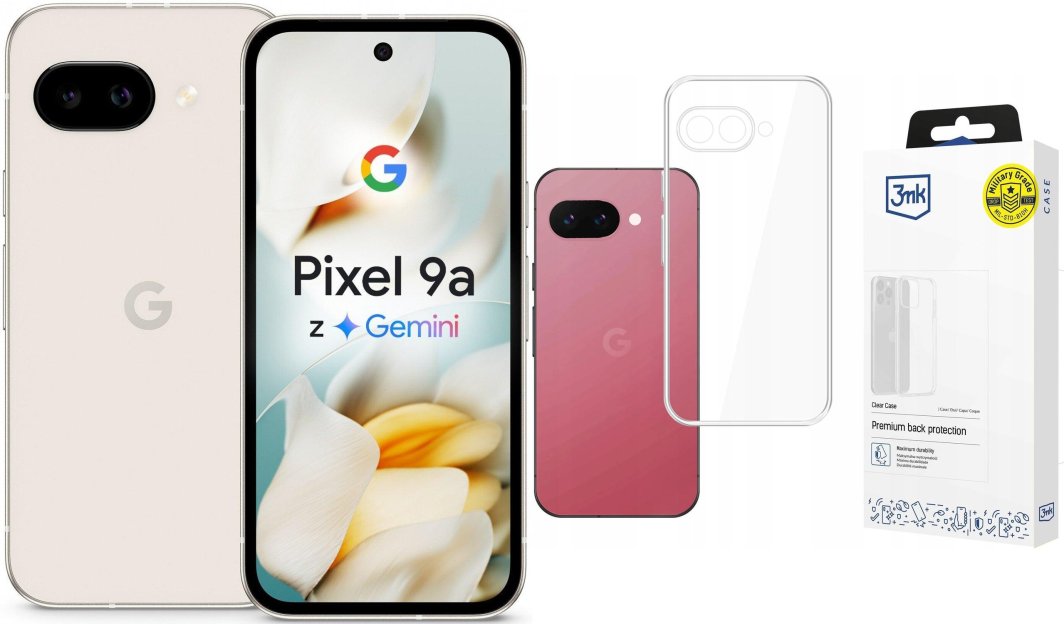 Smartfon Pixel 9A 5G 8/128GB Porcelanowy  (99936223) + Etui Clear Case 1
