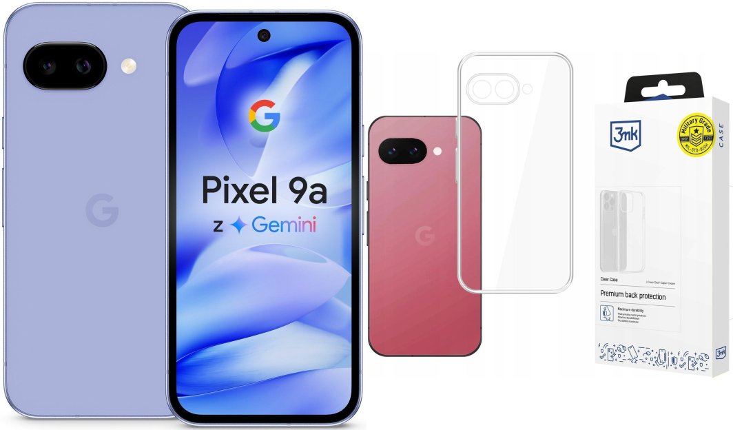 Smartfon Pixel 9A 5G 8/128GB Fioletowy  (99936220) + Etui Clear Case 1