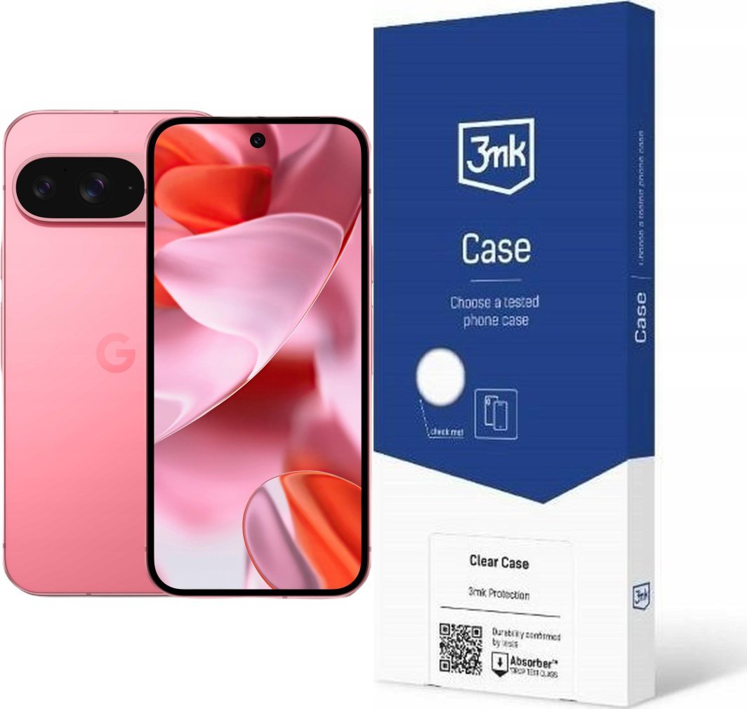 Smartfon Pixel 9 5G 12/256GB Różowy  (GA09340-GB) + Etui Clear Case 1