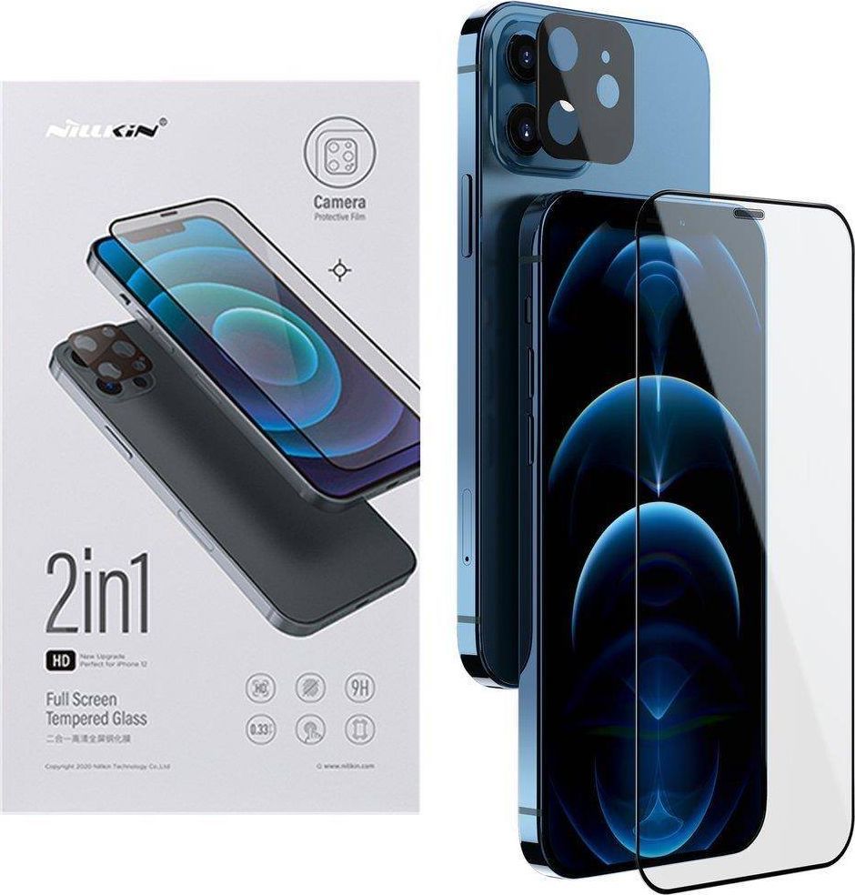 Nillkin Szkło hartowane pełnoekranowe Nillkin 2-in-1 HD do Apple iPhone 12 Mini uniwersalny 1