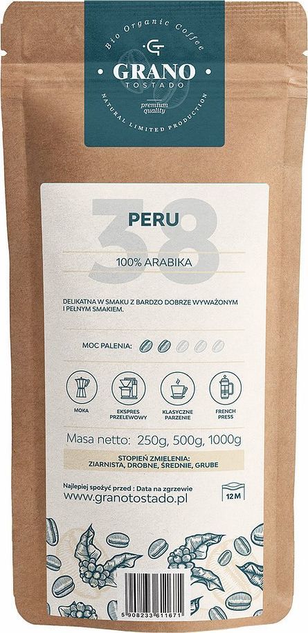 Kawa mielona Grano Tostado Kawa średnio mielona Granotostado PERU 1000g 1