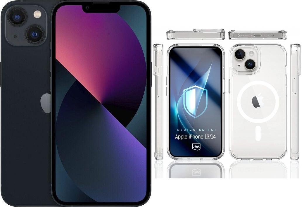 Smartfon Apple iPhone 13 5G 4/128GB Czarny (MLPF3) (MLNW3) + Etui Armor MagCase 1
