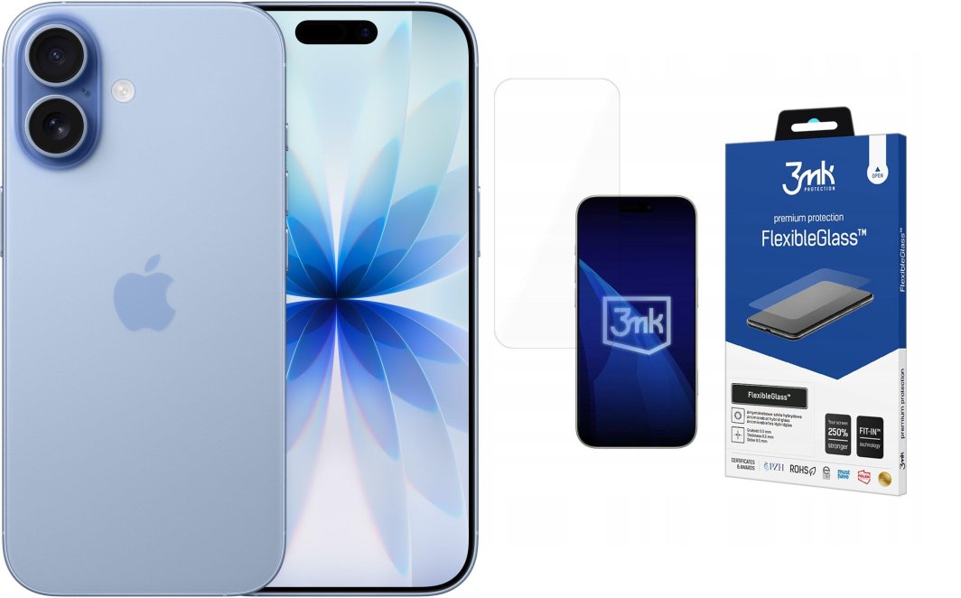 Smartfon Apple iPhone 17 8/256GB Niebieski (MG6L4ZD/A) + FlexibleGlass 1