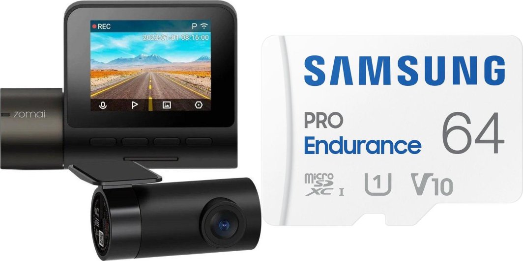 Wideorejestrator 70mai Wideorejestrator 70mai A200 HDR + kamera tylna RC11 + Karta Samsung PRO Endurance 2022 MicroSDXC 64 GB Class 1