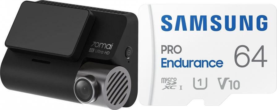 Wideorejestrator 70mai Wideorejestrator 70mai A800S Czarny + tylna kamera RC06 + Karta Samsung PRO Endurance 2022 MicroSDXC 64 GB Class 1