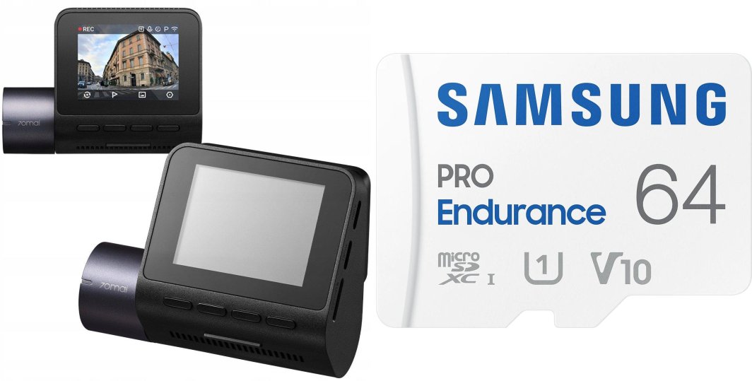 Wideorejestrator 70mai Wideorejestrator Dash Cam A410 + Karta Samsung PRO Endurance 2022 MicroSDXC 64 GB Class 1