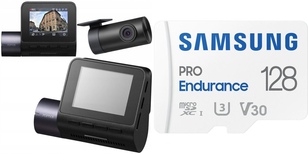 Wideorejestrator 70mai Wideorejestrator 70Mai Dash Cam A410 + Rear Camera RC21 + Karta Samsung PRO Endurance 2022 MicroSDXC 128 GB Class 1